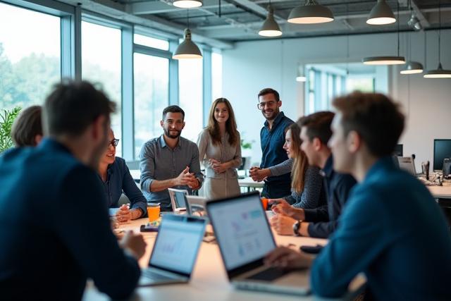 Viking Swift team som samarbeider på et moderne kontor i Oslo